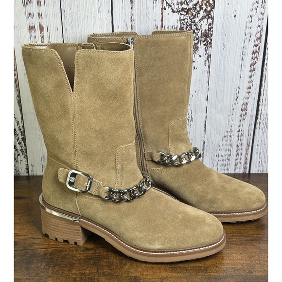 Vince Camuto Women's Kashilla Chain Link Zipper Ankle Moto Boots Shoes Size 8.5M - Picture 3 of 11